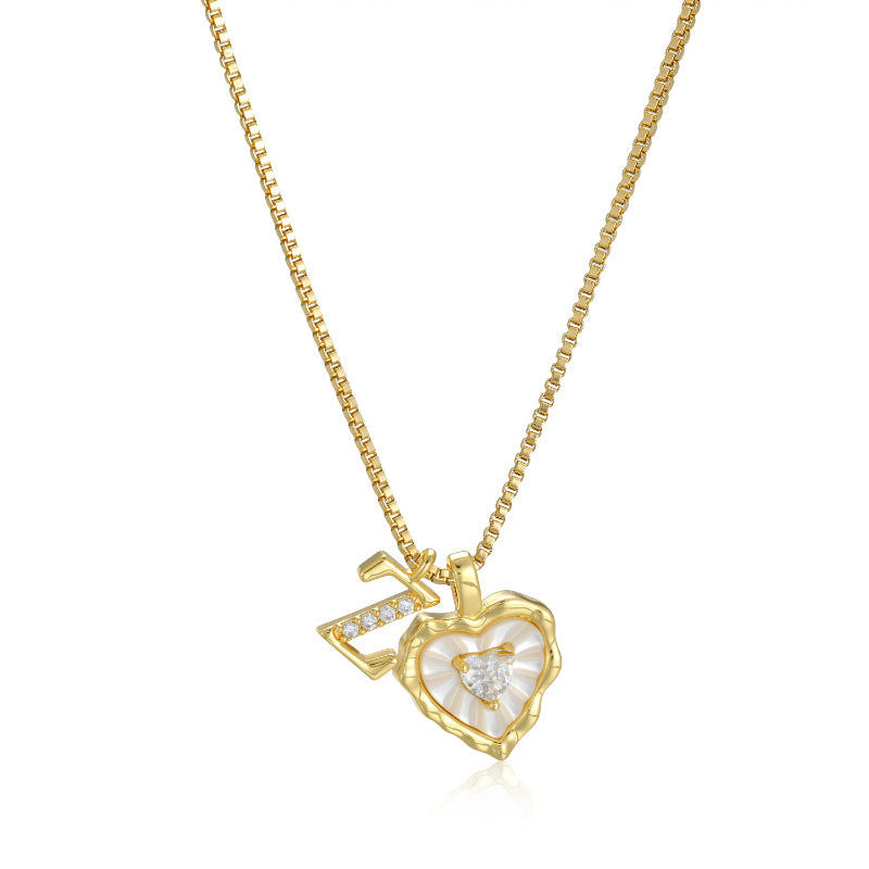 Collar de Corazón e Inicial con Brillo