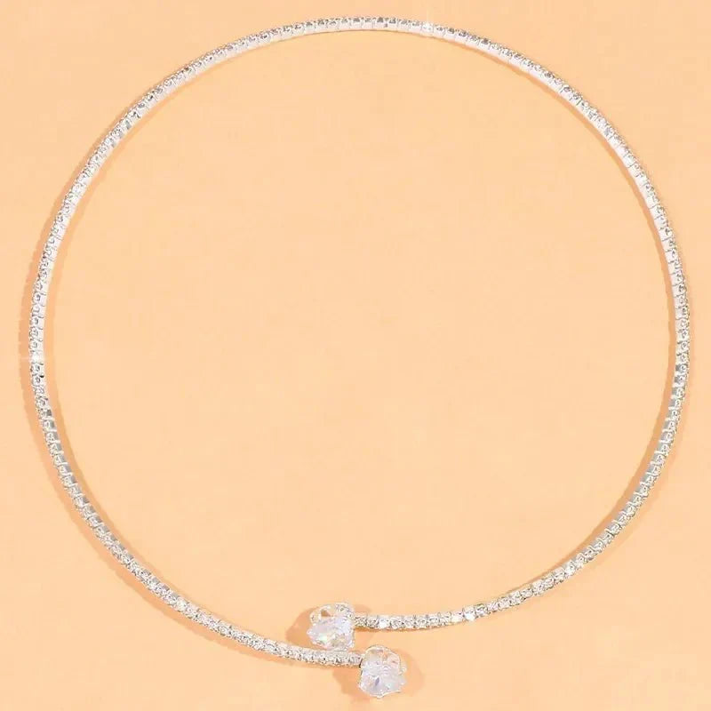 Choker Abierto de Corazón con Brillo