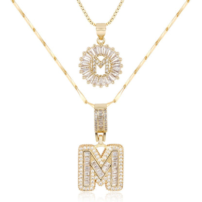 Set de 2 Collares 14K con Inicial y Brillo