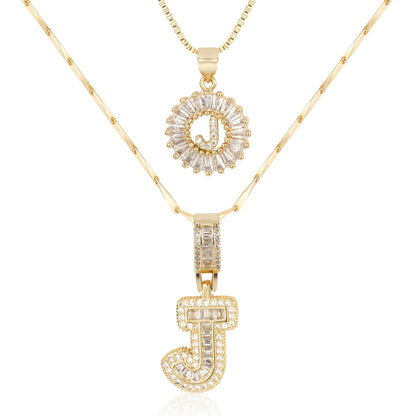 Set de 2 Collares 14K con Inicial y Brillo