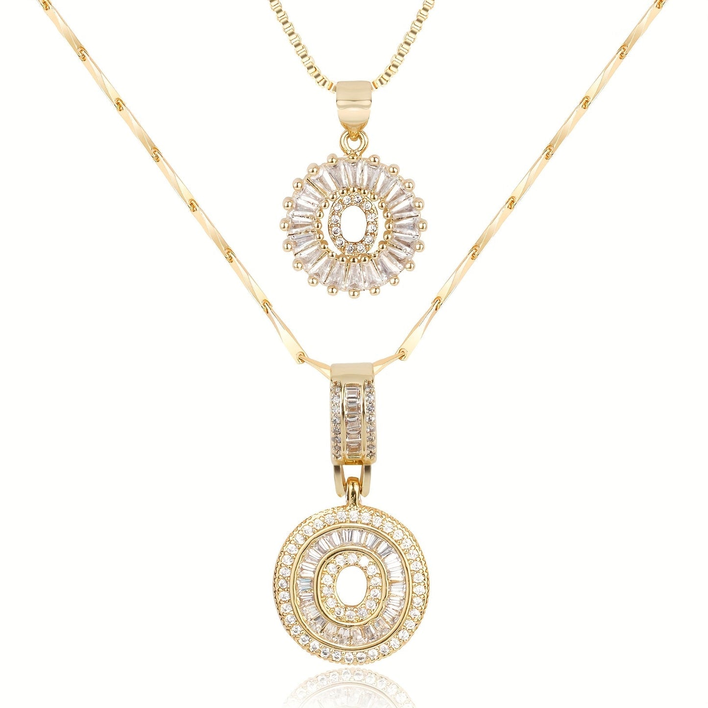 Set de 2 Collares 14K con Inicial y Brillo