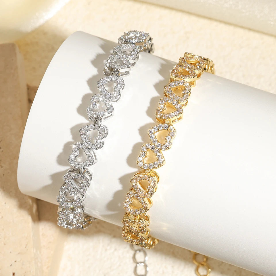 Pulsera de corazones Amor con diamantes