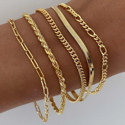 Set de 5 pulseras clásicas apilables