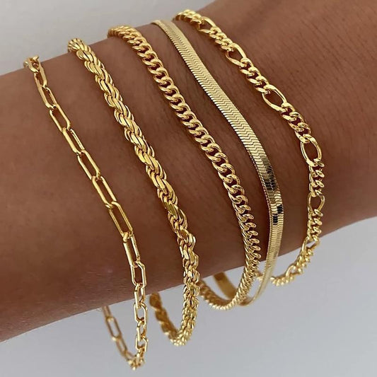 Set de 5 pulseras clásicas apilables