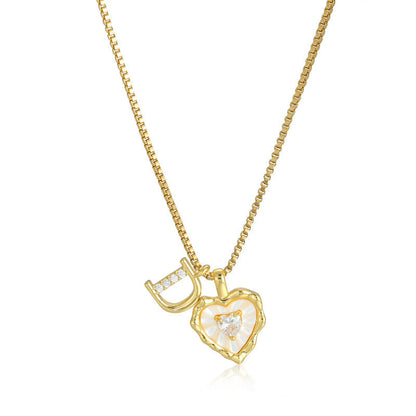 Collar de Corazón e Inicial con Brillo
