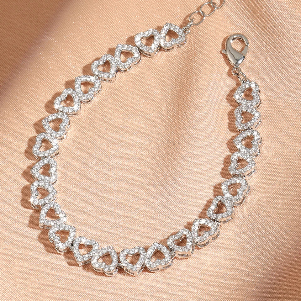 Pulsera de corazones Amor con diamantes