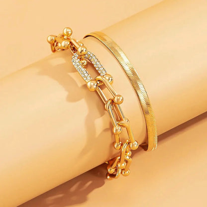 Set de 2 pulseras llamativas: cadena con cierre y espiga