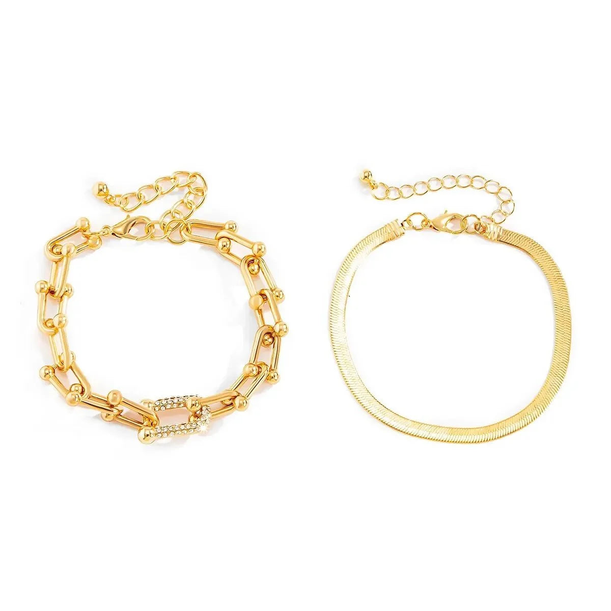 Set de 2 pulseras llamativas: cadena con cierre y espiga