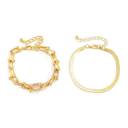 Set de 2 pulseras llamativas: cadena con cierre y espiga