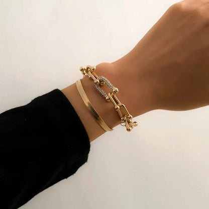 Set de 2 pulseras llamativas: cadena con cierre y espiga