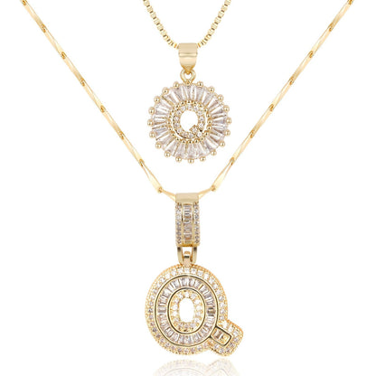 Set de 2 Collares 14K con Inicial y Brillo