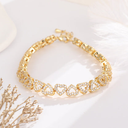 Pulsera de corazones Amor con diamantes