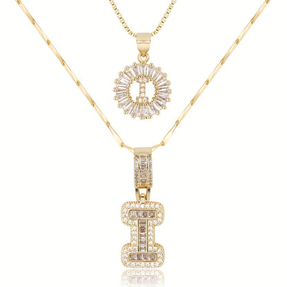 Set de 2 Collares 14K con Inicial y Brillo