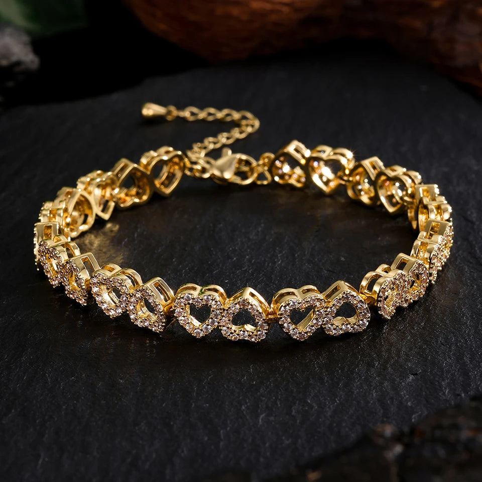 Pulsera de corazones Amor con diamantes