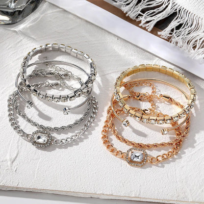 Set de 4 pulseras apilables con brillo de diamantes