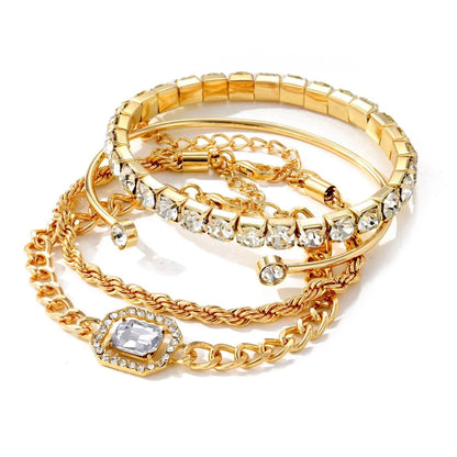 Set de 4 pulseras apilables con brillo de diamantes