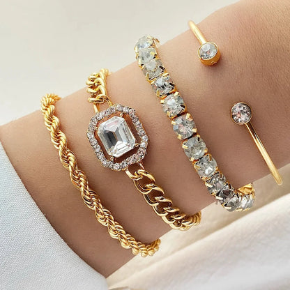 Set de 4 pulseras apilables con brillo de diamantes