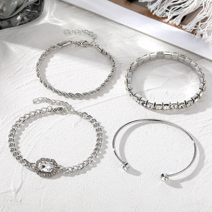 Set de 4 pulseras apilables con brillo de diamantes