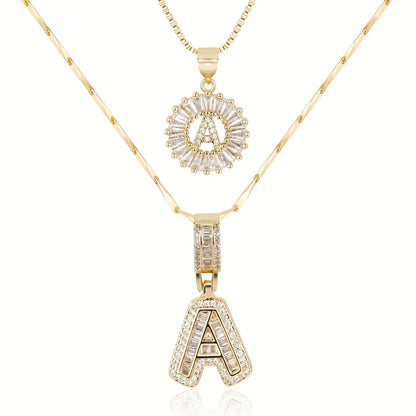 Set de 2 Collares 14K con Inicial y Brillo