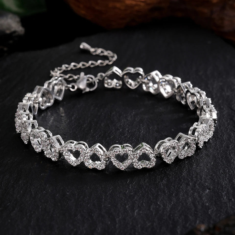 Pulsera de corazones Amor con diamantes