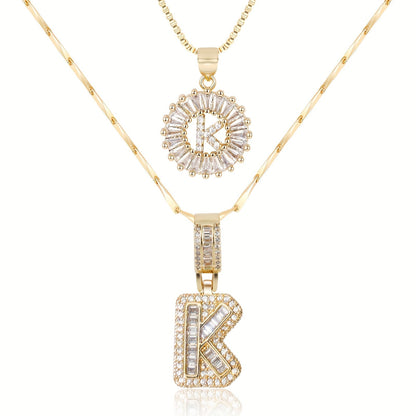 Set de 2 Collares 14K con Inicial y Brillo