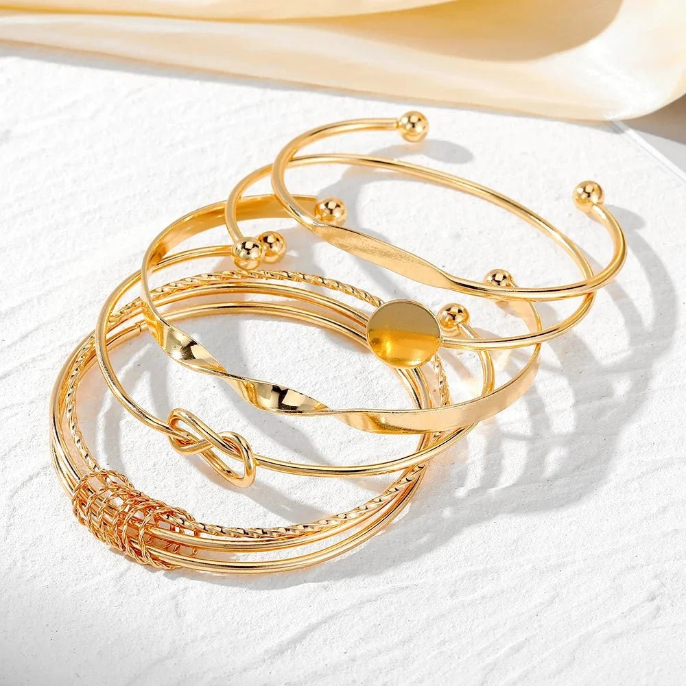 Set de 5 brazaletes trenzados apilables