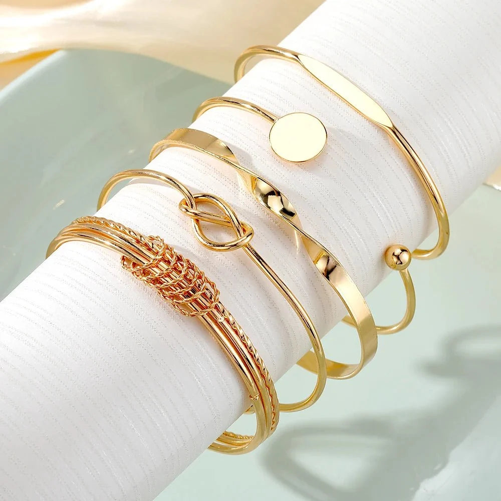 Set de 5 brazaletes trenzados apilables