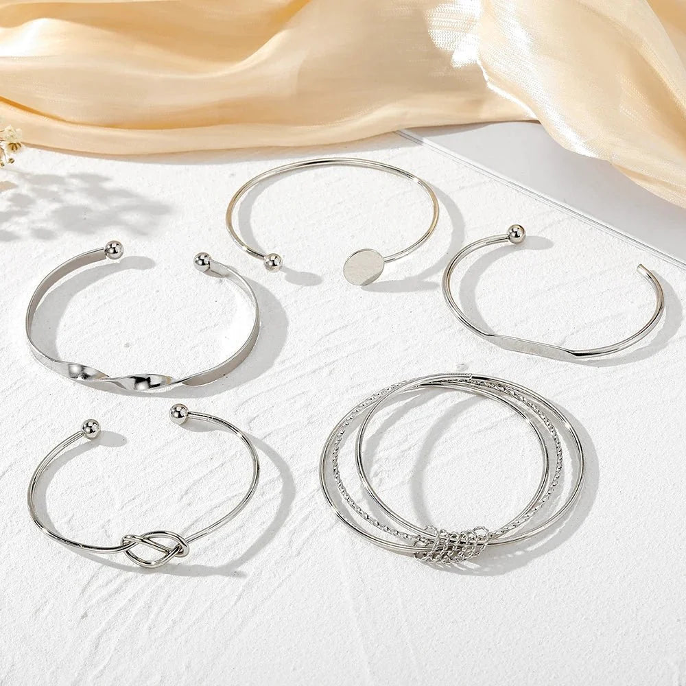 Set de 5 brazaletes trenzados apilables