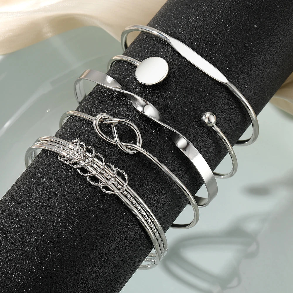 Set de 5 brazaletes trenzados apilables