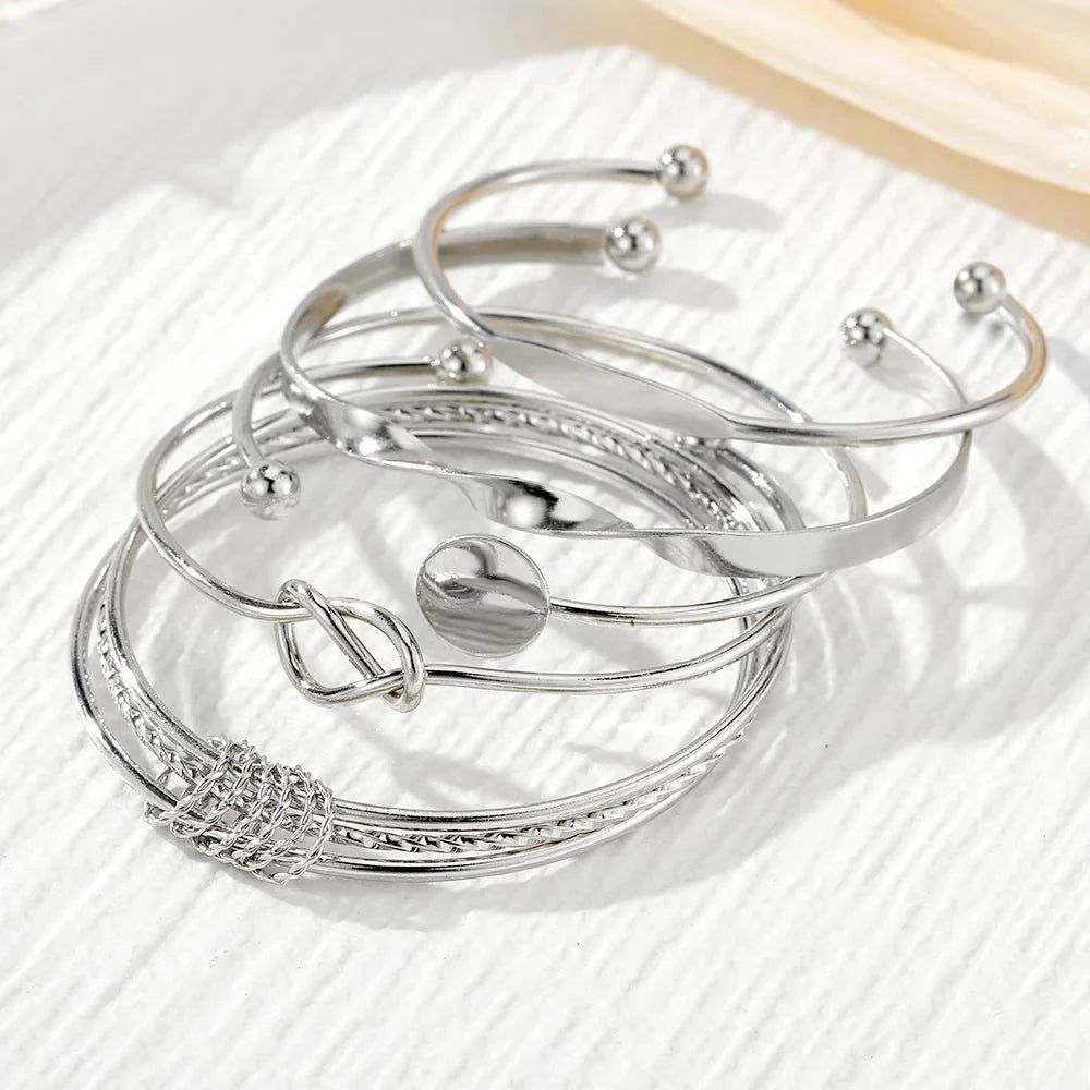 Set de 5 brazaletes trenzados apilables