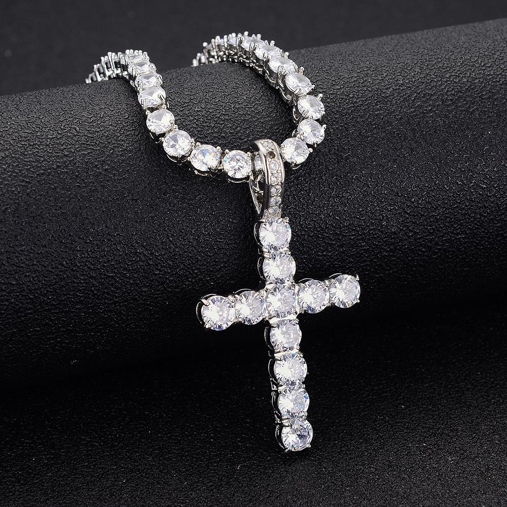 Cadena Tenis con Cruz de Circonitas