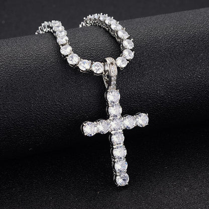 Cadena Tenis con Cruz de Circonitas