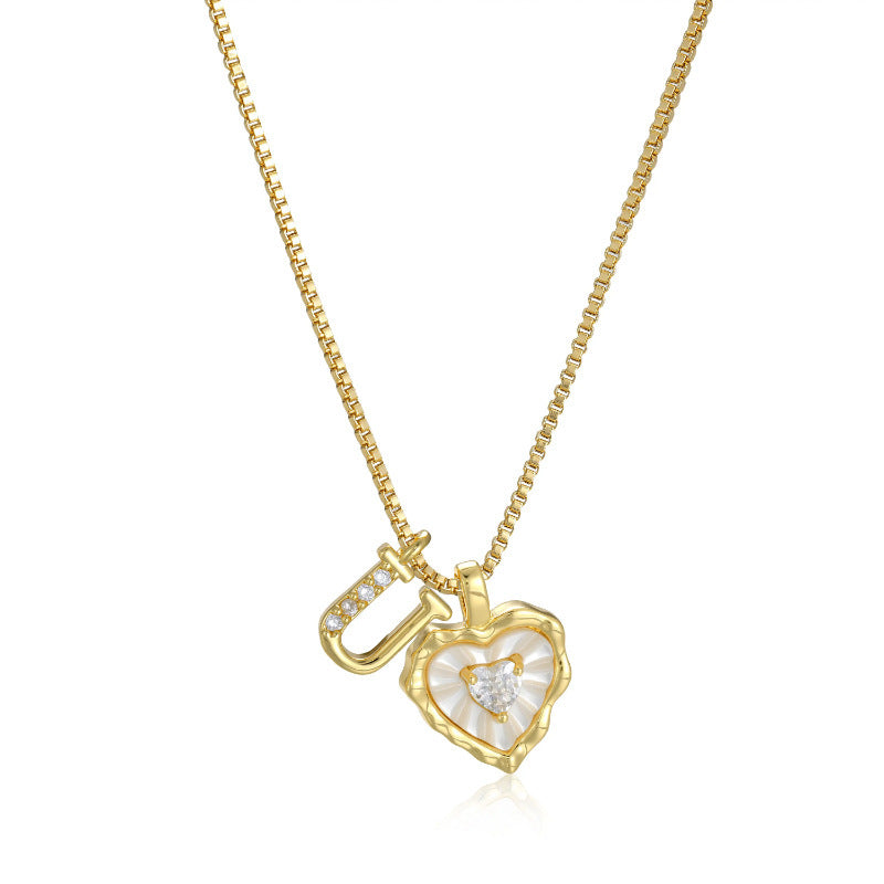 Collar de Corazón e Inicial con Brillo