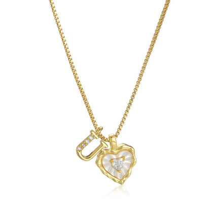 Collar de Corazón e Inicial con Brillo