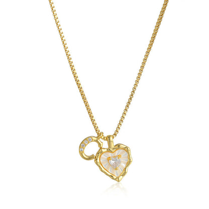 Collar de Corazón e Inicial con Brillo