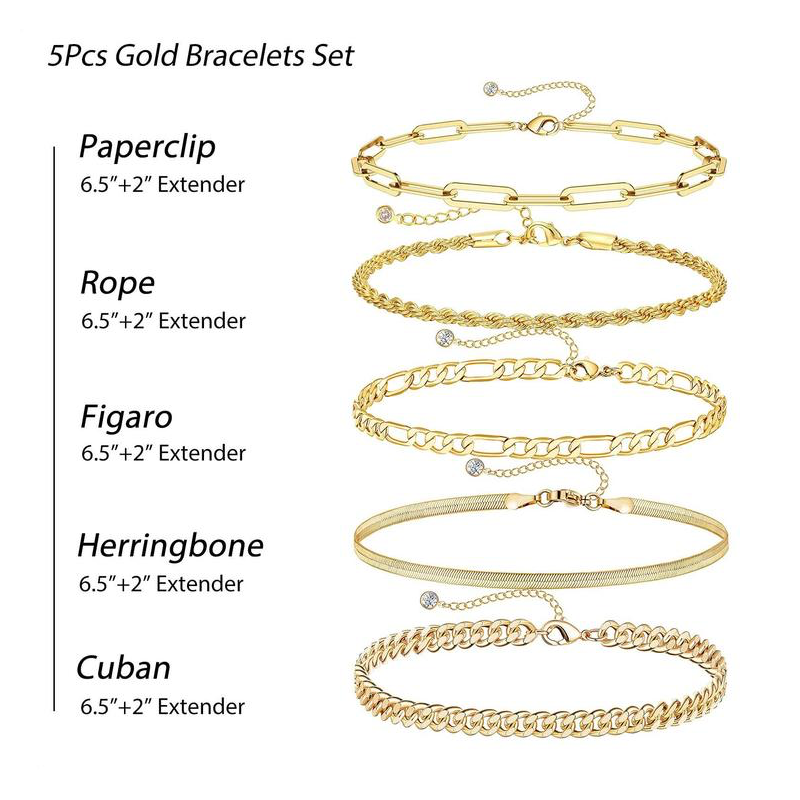 Set de 5 pulseras clásicas apilables