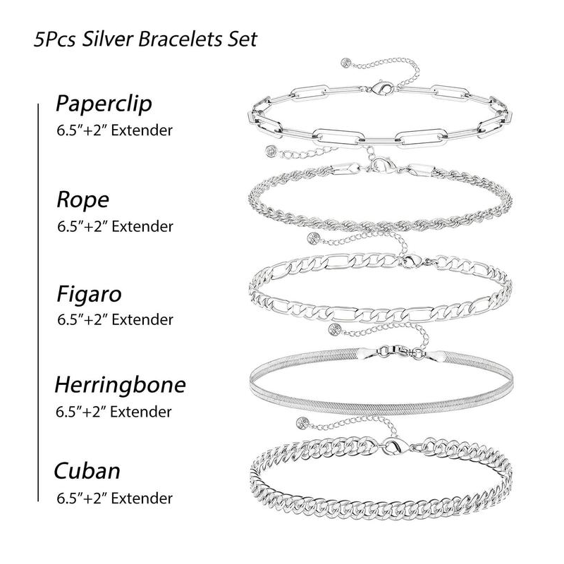 Set de 5 pulseras clásicas apilables