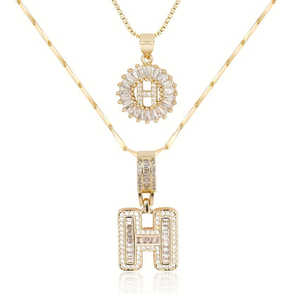 Set de 2 Collares 14K con Inicial y Brillo