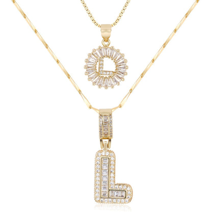 Set de 2 Collares 14K con Inicial y Brillo