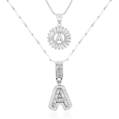 Set de 2 Collares 14K con Inicial y Brillo