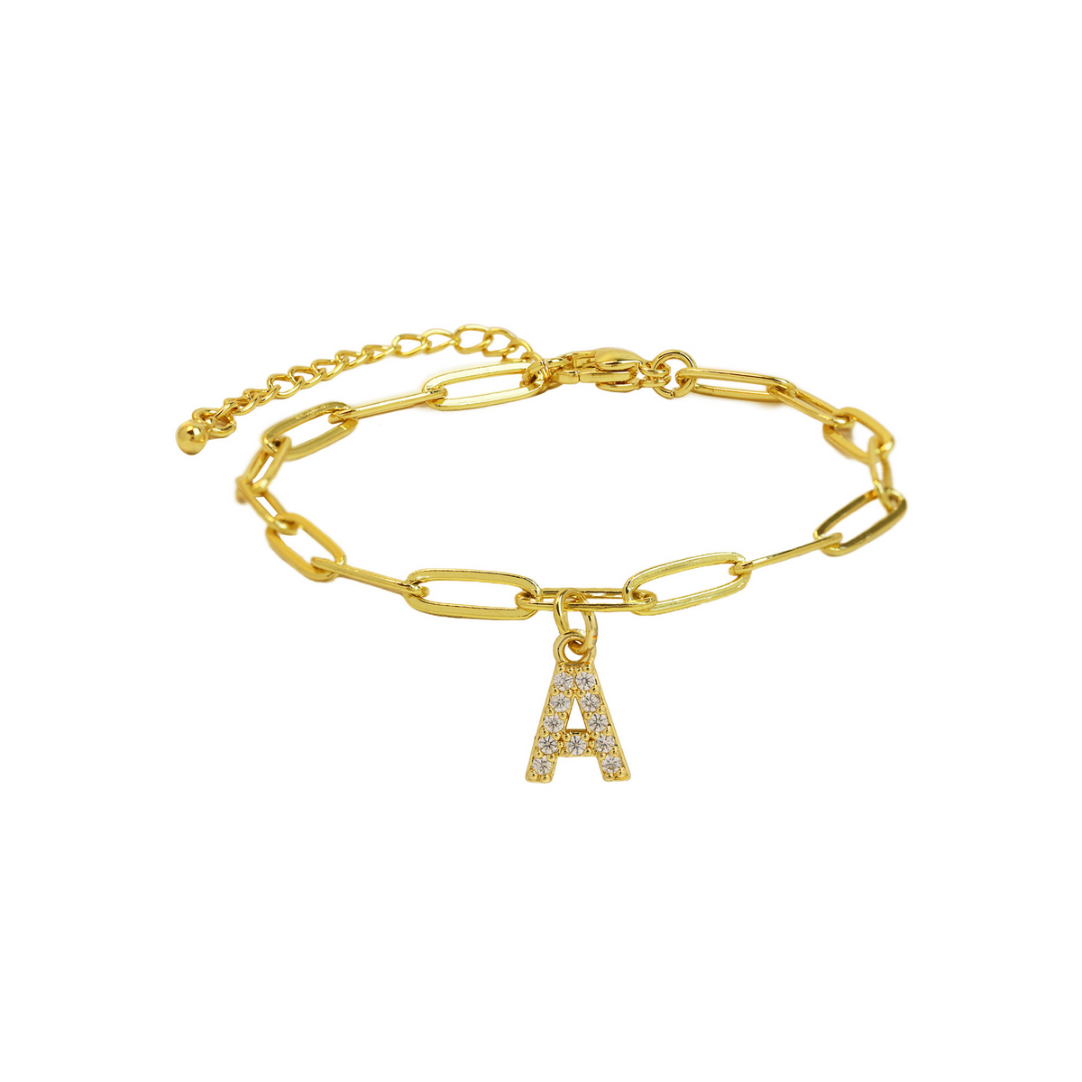 Pulsera delicada de eslabones clip con inicial