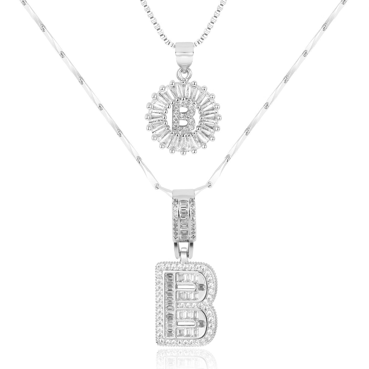 Set de 2 Collares 14K con Inicial y Brillo