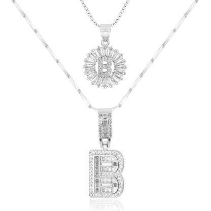 Set de 2 Collares 14K con Inicial y Brillo
