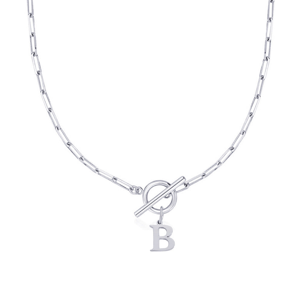 Collar Paperclip con Inicial y Cierre Circular