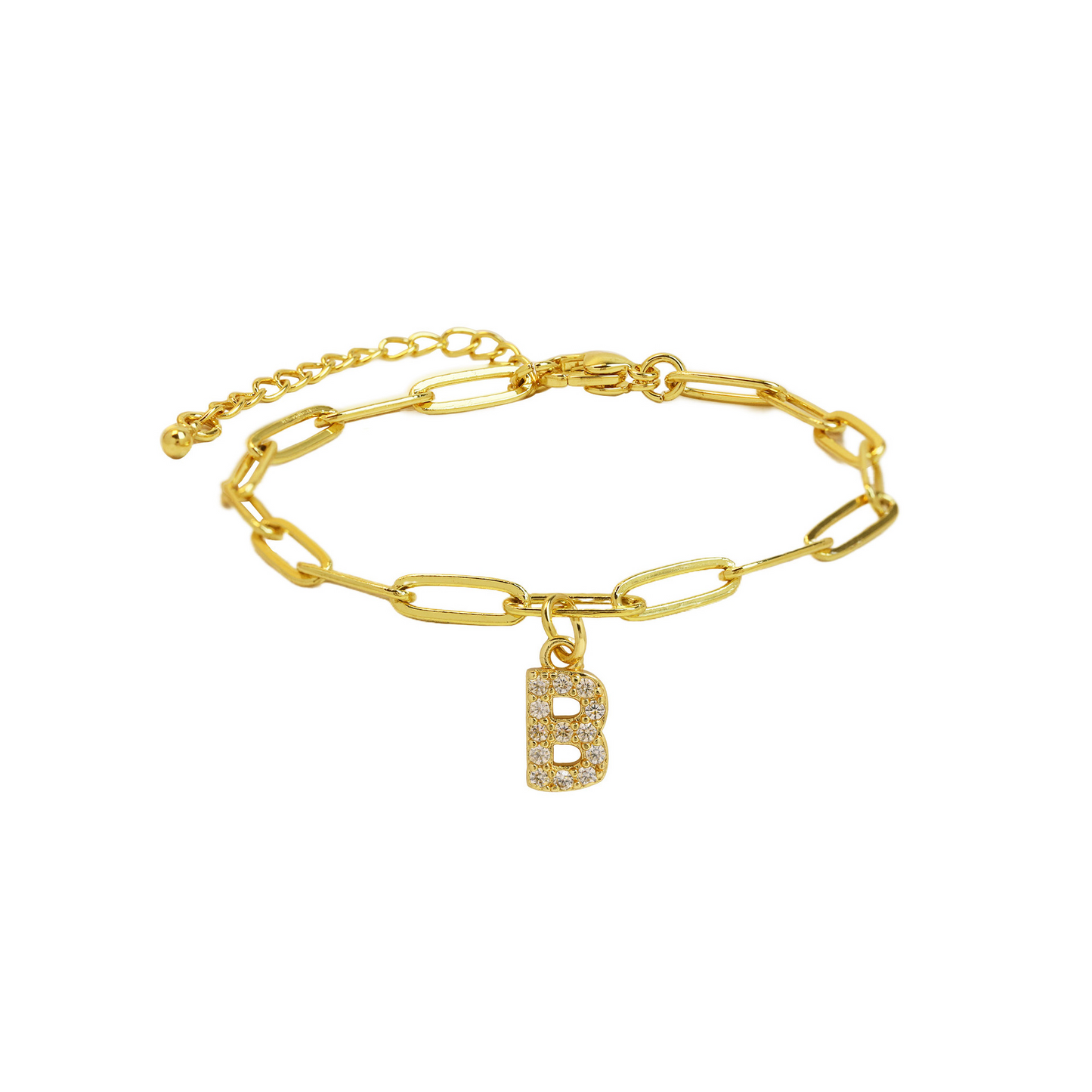 Pulsera delicada de eslabones clip con inicial
