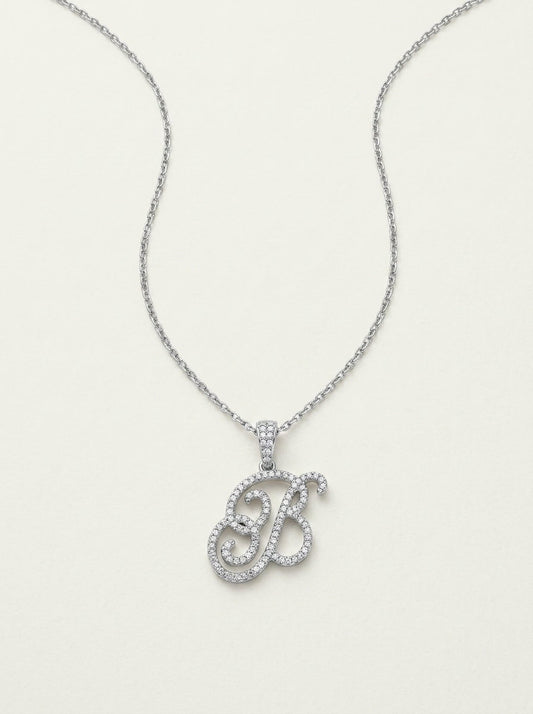 Collar Inicial Cursiva Luxe con Brillo