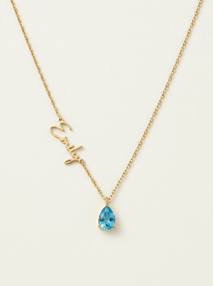 Collar Personalizado con Nombre y Piedra Natal