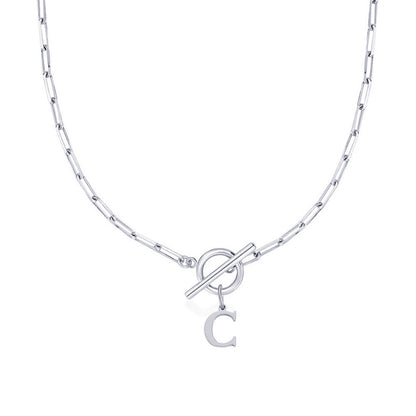 Collar Paperclip con Inicial y Cierre Circular