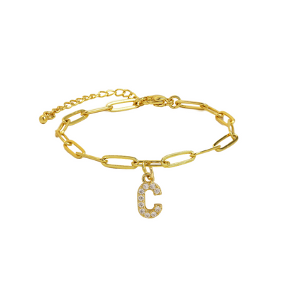 Pulsera delicada de eslabones clip con inicial