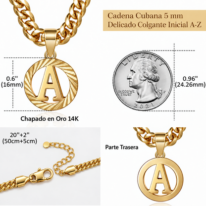 Cadena Cubana con Inicial 14K